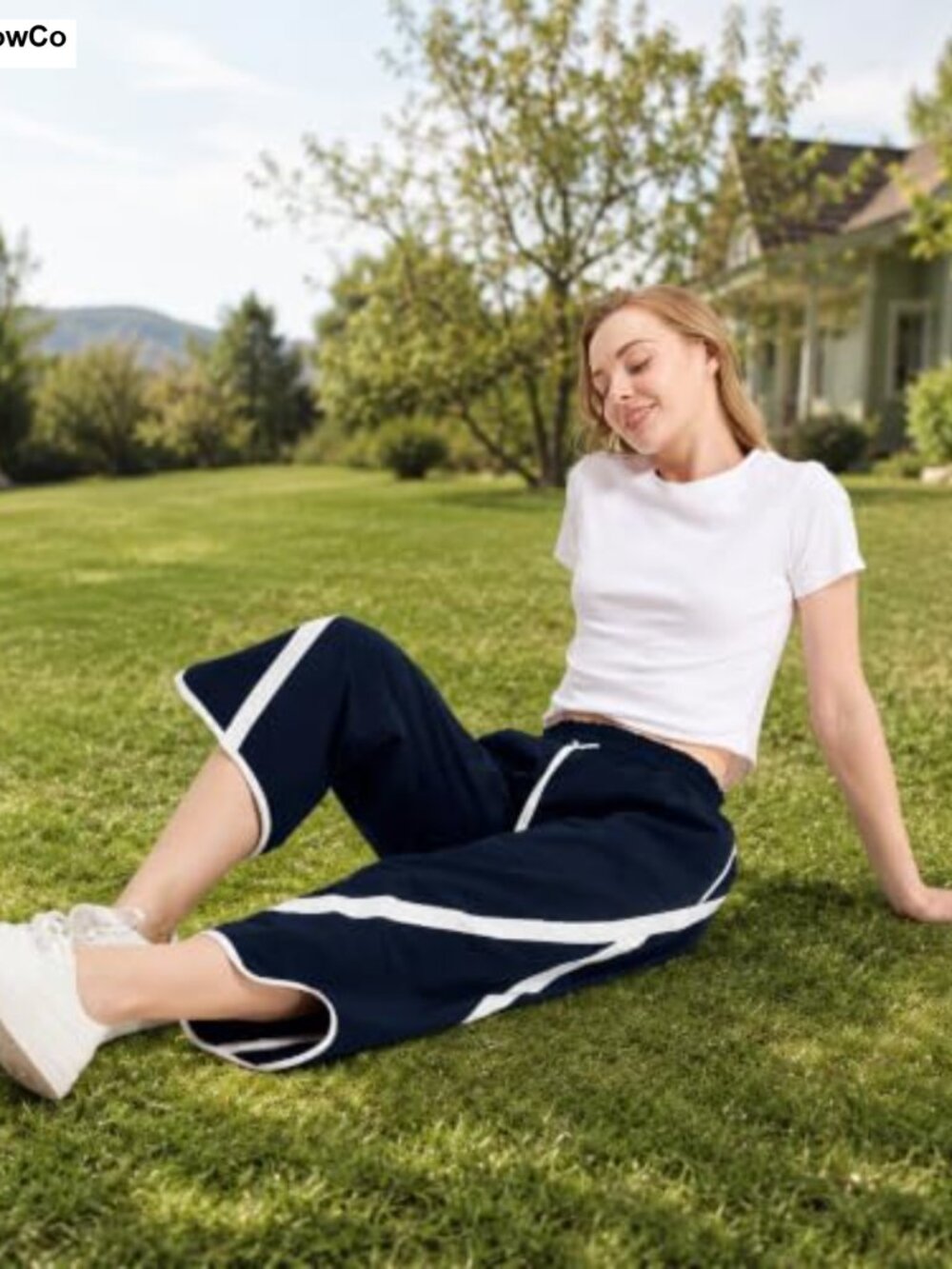 Women's Wide Leg Track Pants Y2K Striped Baggy Cropped Activewear - Picture 4 of 6
